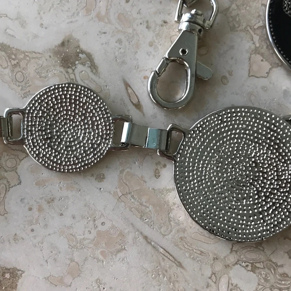 Black and Silver Chain Belt with Medallions one size